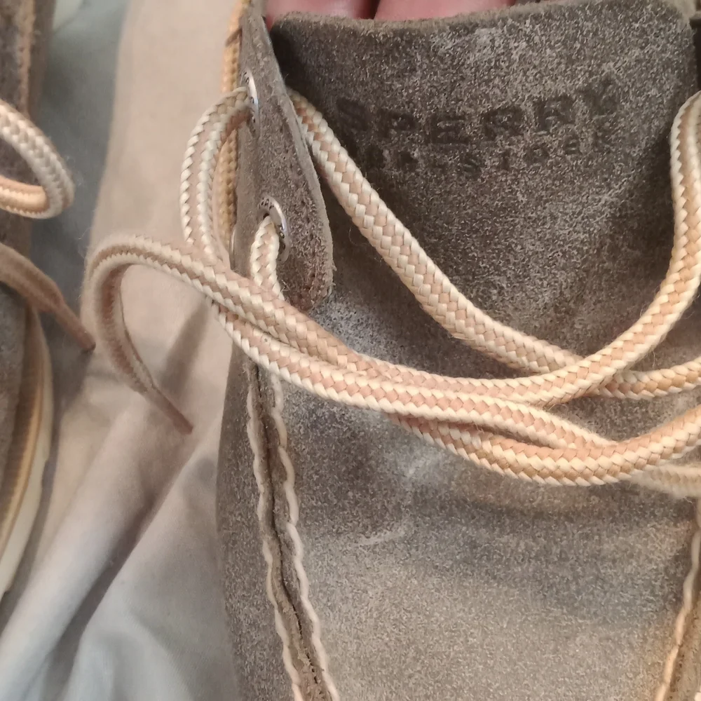 Sperry Top-Sider men tan and black boat shoes size 8 medium